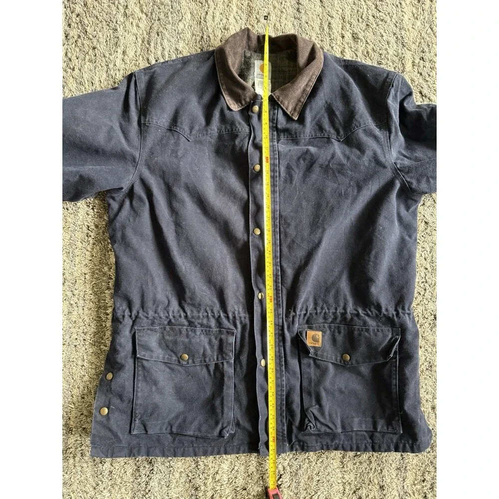 Vintage Carhartt C52 MDT Chore Barn Jacket XL Midnight Blue Plaid Blanket Lined